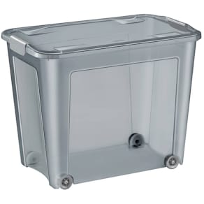 Ablagebox CEP, 67 l, transparent/rauchgrau, mit Rollen