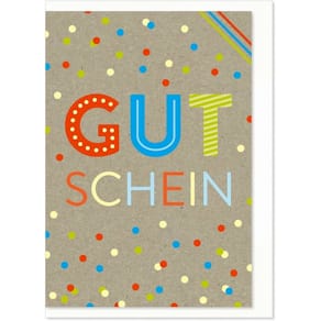 Gutscheinkarte KOMMA³, moderne Designs, 115 x 165 mm, inkl. Umsch