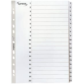 Kartongregister LYRECO A4 1-20 vit
