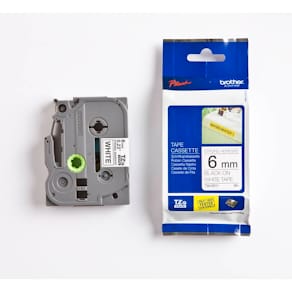 Schriftband Brother TZe-S211, 6 mm x 8 m, weiß/schwarz