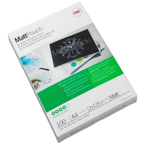 Laminat GBC A4 Matt, Reflexfri Noterbar, 125mic, 100/fp