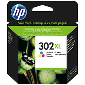 HP 302 XL color ink cartridge, blistered