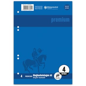 Ringbucheinlage Staufen Premium Top-90, A5, 50BL, liniert, weiß