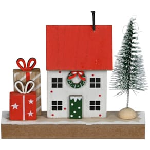 Dekofigur POSIWIO Haus mit Baum und Geschenken