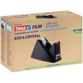 Tischabroller tesa Eco & Crystal Easy Cut Economy, schwarz, inkl.
