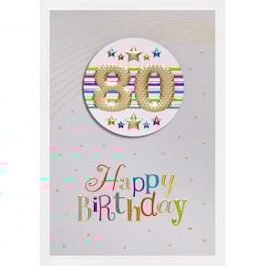 Geburtstagskarte PERLEBERG Prisma, Zahl 80