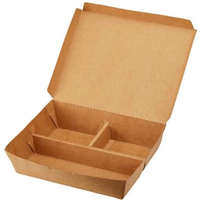 Menubakke 3-rums kraft brun 208x172x50 mm, 100 stk