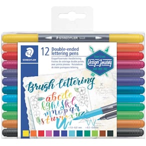 Faserschreiber STAEDTLER Brush Letter Duo, 12 Farben, sortiert