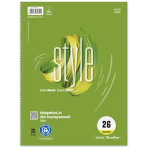 Collegeblock STAUFEN STYLE Green L26, A4, 80 Blatt, kariert