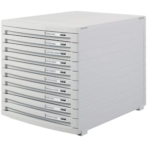 Schubladenbox HAN CONTUR, 10 Schubladen, lichtgrau