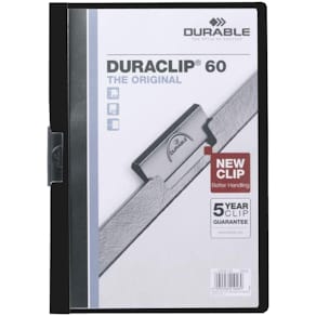 Klämmapp DURABLE Duraclip A4 Svart, 60 blad, 25st