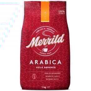 Kaffe Merrild 100% Arabica, rund smag, pose 1 kg