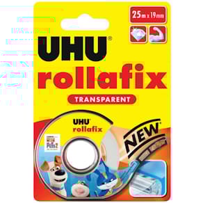 Handabroller UHU rollafix, inkl. 1 Nachfüllrolle, transparent