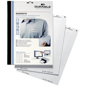 Namensschild Durable BADGEFIX, 40 x 75 mm, selbstklebend, weiß