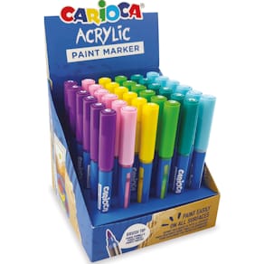 Acrylmarker Carioca, Pinselspitze, Pastell-Mix, 36 Stk., im Dis­p