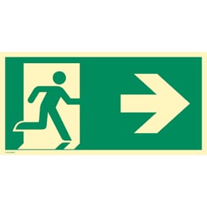Schild MOEDEL Notausgang rechts, Pfeil rechts, 400 x 200 mm