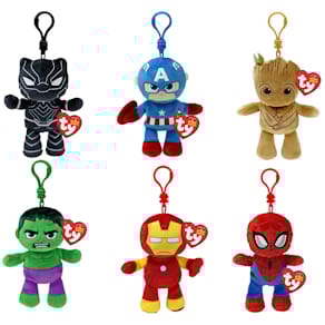 Plüschfigur TY Marvel Key Clip Soft, 6-fach sortiert, 12 cm