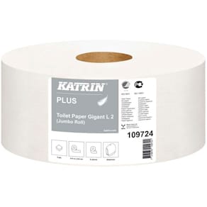 Toiletpapir jumbo Katrin Plus Gigant M, 2-lag hvid, 6 ruller