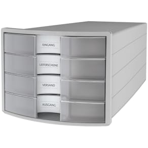 Schubladenbox HAN Impuls, 4 Schubladen, lichtgrau/transluzent