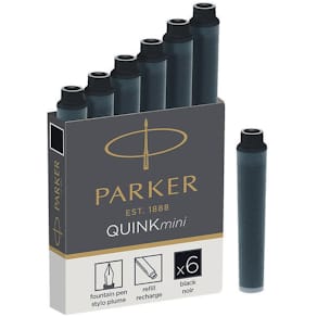 Inktpatronen Parker Quink Mini, zwart, doos 6 stuks
