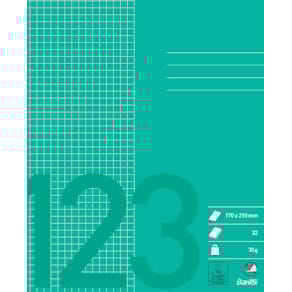 Skolehæfte 17x21 kvadreret 5x5 32 blade græsgrøn