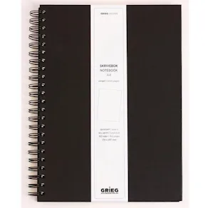 Anteckningsbok Grieg Design A4 Svart, 100g, olinjerat, spiral