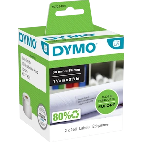 Etiketter Dymo LW Adress, vit, 89x36mm, 2x260/fp