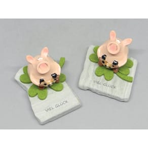 Glücksbringer Glücksschwein mit Kleeblatt, sortiert