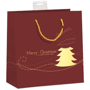 Geschenktragetasche SKORPION Weihnachtsbaum, weinrot