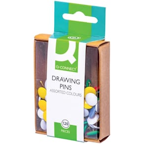 Reißnägel Q-CONNECT KF02020, farbig sortiert, 120 Stück