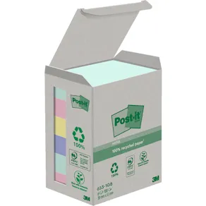 Notes POST-IT 100%recy 38x51 sort.f 6/fp