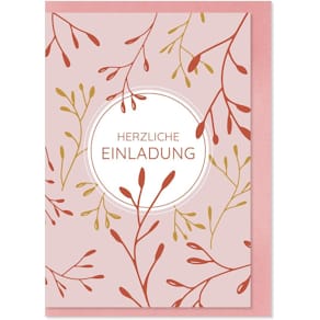 Einladungskarte KOMMA³, 5 Stück, inkl. Glitzerumschläge, bunt