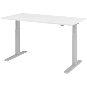 Schreibtisch HAMMERBACHER elektrisch höhenverstellbar, weiß/sil, 