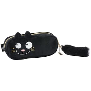 Schlamperetui MOSES Ed the Cat, Plüsch, schwarz, 21x10x4,5 cm