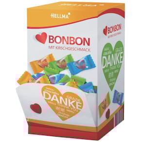 Herzbonbons Hellma DANKE, Kirschgeschmack, 680 g, Displaykarton