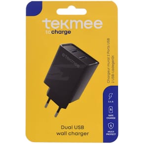 Ladeadapter TEKMEE, 2x USB-A, schwarz