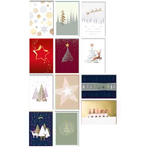 Weihnachtskarte Eulzer, ohne Text, sortiert, geprägt, bunt, inkl.