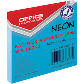 Memoblok Neon, 76 x 76 mm, 100 vel, neonblauw
