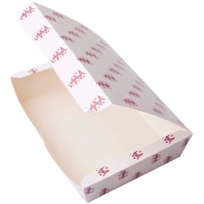 Takeaway-bakke pap med klaplåg, hvid 199x140x50 mm, 200 stk