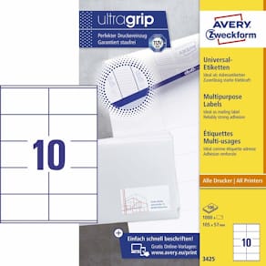 Etiketter Avery hvide 105x57 mm, FSC Mix Credit, 1000 stk