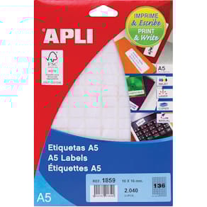 Etiketten Apli Print & Write, wit, 10 x 16 mm, 2.040 stuks