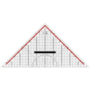 Zeichendreieck M+R, 32 cm, glasklar, Skala rot