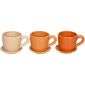 Pflanztasse Dolomit, creme/orange/rot, 3-fach sortiert