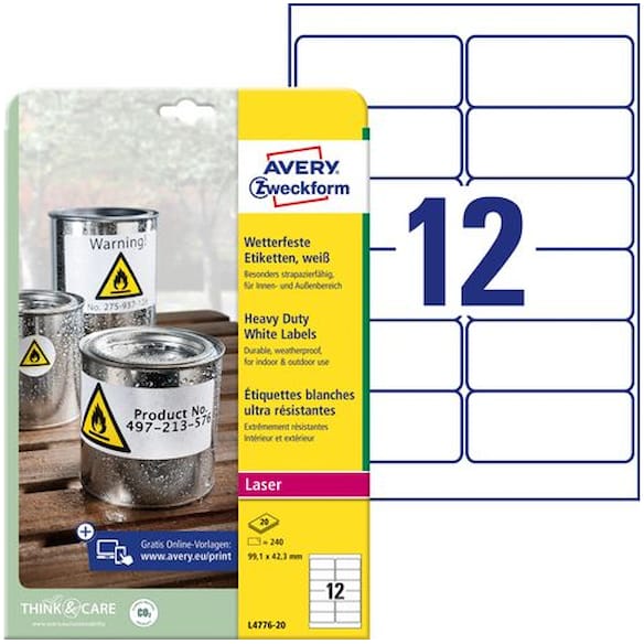 Etikett AVERY polyester 99,1x42,3mm(240)