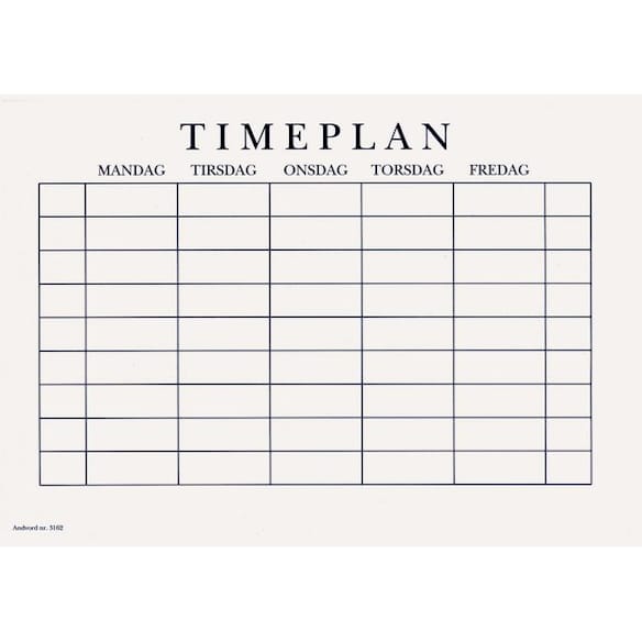 Timeplan A5 gangetabell 200st