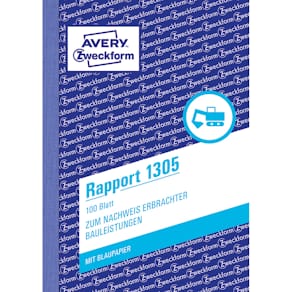 Rapportblock Avery Zweckform 1305, A6, 100 Blatt, 2 Blatt Blau