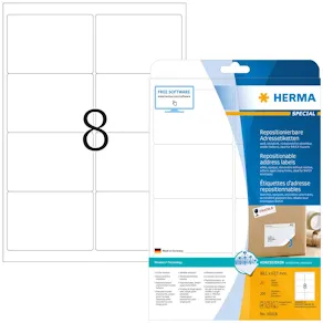 Etiketter HERMA Avtagbara, 99,1x67,7mm, 8 per sida, 200/fp