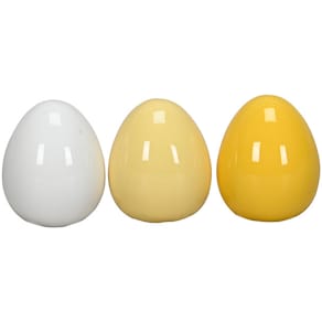 Deko-Ei Dolomit, sortiert, 3 Farben (weiß, gelb)