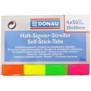 Haftmarker DONAU Index 4x50BL, farbig sortiert, 20x50 mm