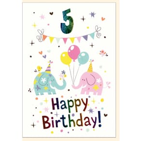 Geburtstagskarte Apollo, Zahl 5, sortiert, 5 Stück
